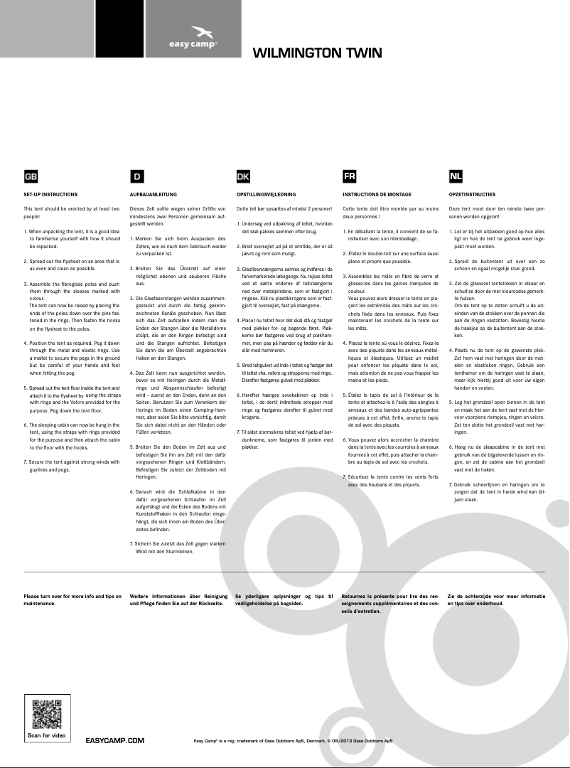 Página 1 del manual Manual de usuario Easy Camp Excursion Wilmington Twin