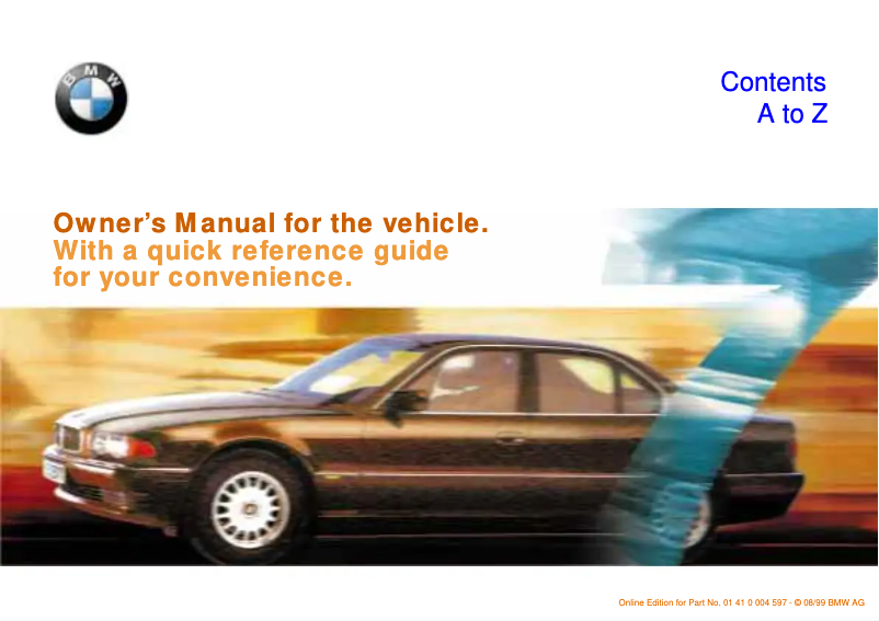 Image de la première page du manuel de l'appareil 740iL (2000)