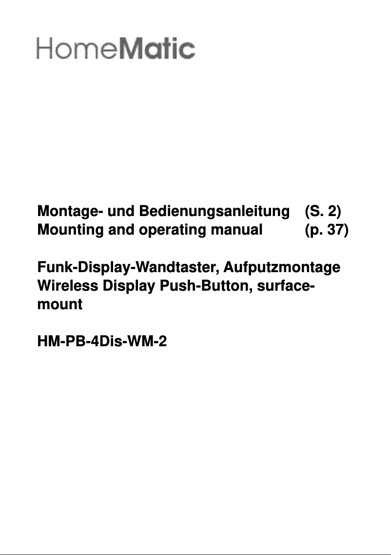 Image de la première page du manuel de l'appareil HM-PB-4Dis-WM