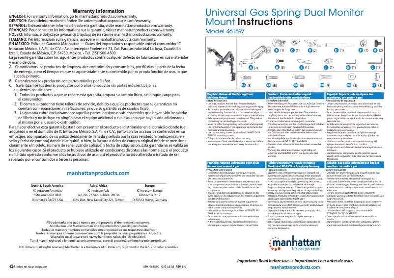 Page 1 de la notice Manuel utilisateur Manhattan 152907