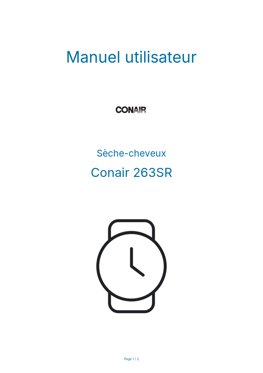 Page n°1 - Manuel utilisateur Conair 263SR