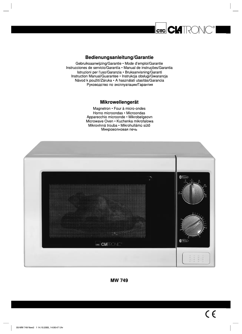 Image de la première page du manuel de l'appareil MW 749