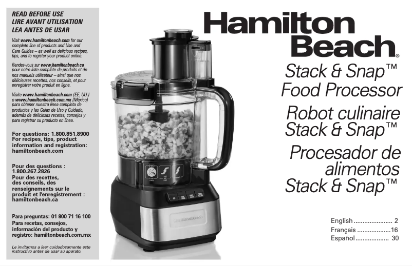 Page 1 de la notice Manuel utilisateur Hamilton Beach Stack & Snap 70727