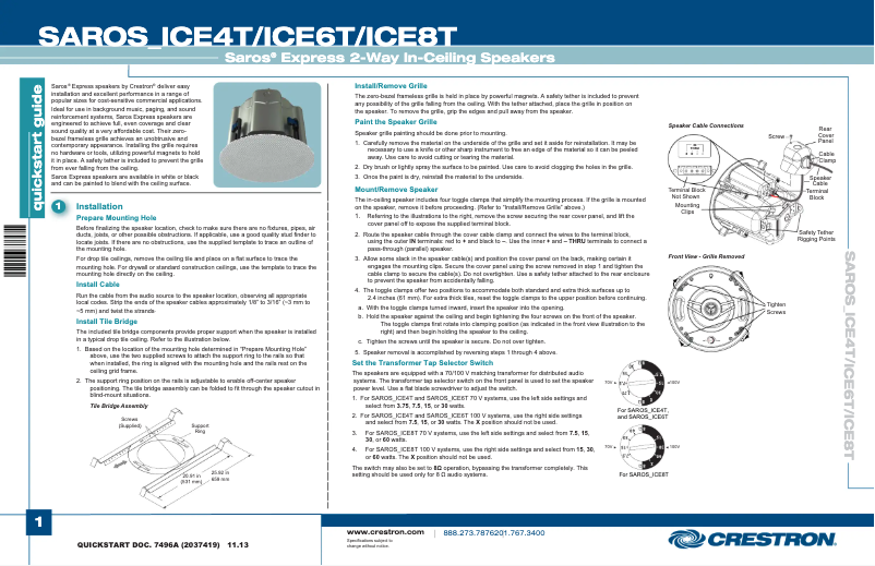 Page 1 de la notice Manuel utilisateur Crestron SAROS ICE6T