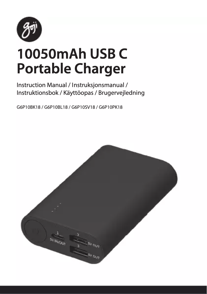 Image de la première page du manuel de l'appareil G6P10PK18