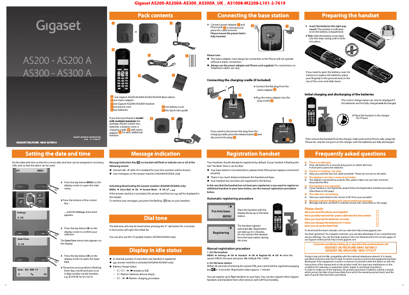 Page n°1 - Manuel utilisateur Gigaset AS300A Duo