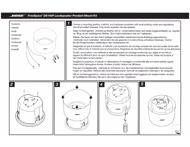 Page 1 de la notice Manuel utilisateur Bose Pendant Mount Kit