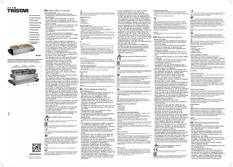 Page 1 of the manual User Manual TriStar BP-6283