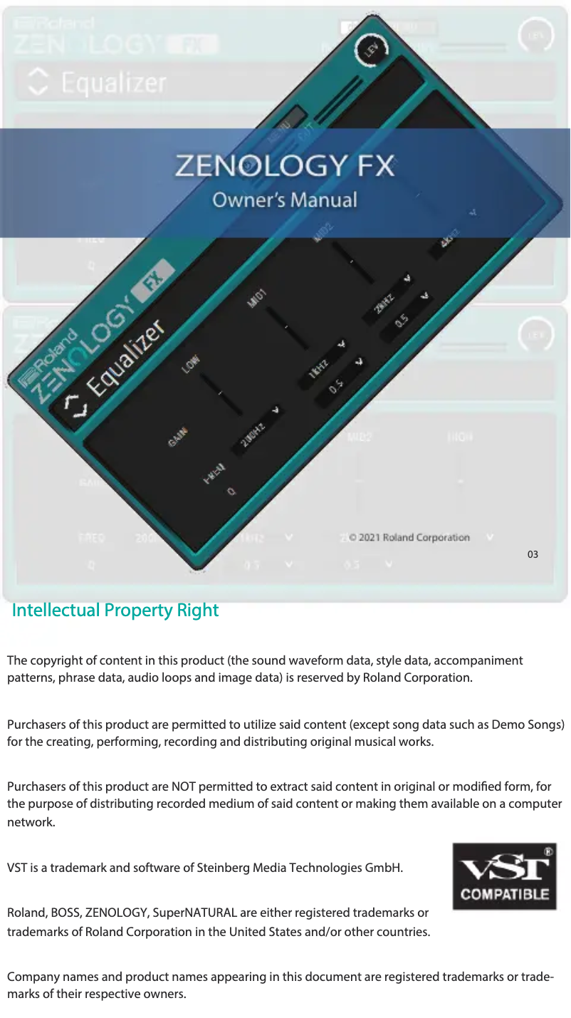 Page n°1 - Manuel utilisateur Roland ZENOLOGY FX