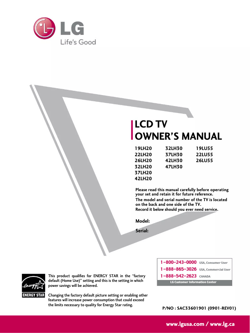 Page n°1 - Manuel utilisateur LG 37LH30
