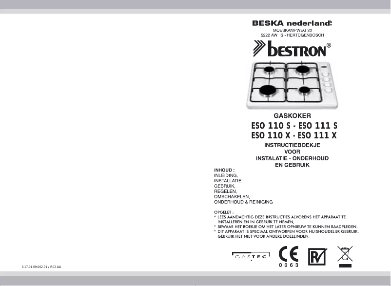 Page 1 de la notice Manuel utilisateur Bestron ESO 110 X