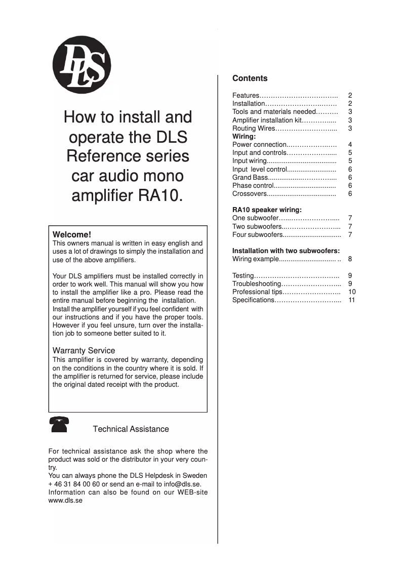 Page 1 de la notice Manuel utilisateur DLS RA10
