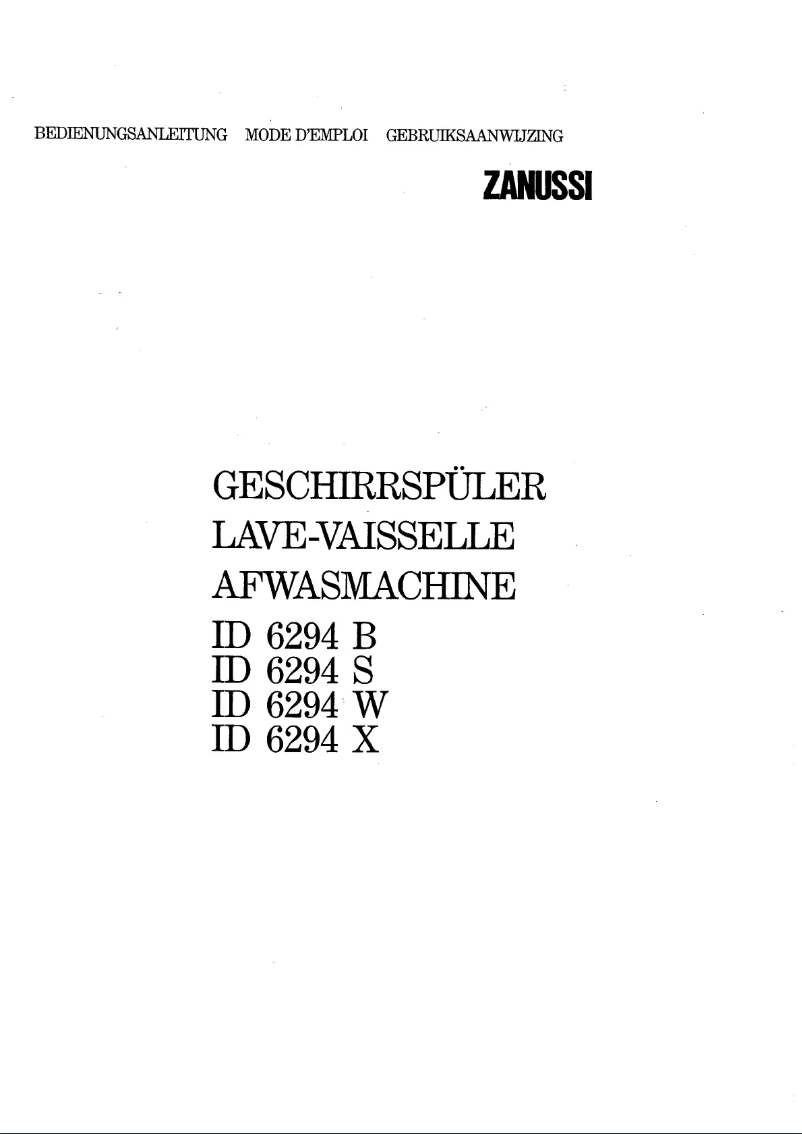 Page n°1 - Manuel utilisateur Zanussi LD 6294 b w x