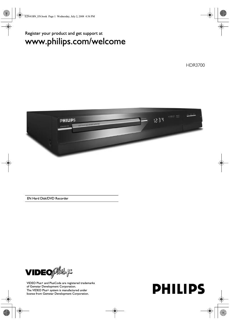 Page 1 de la notice Manuel utilisateur Philips HDR3700