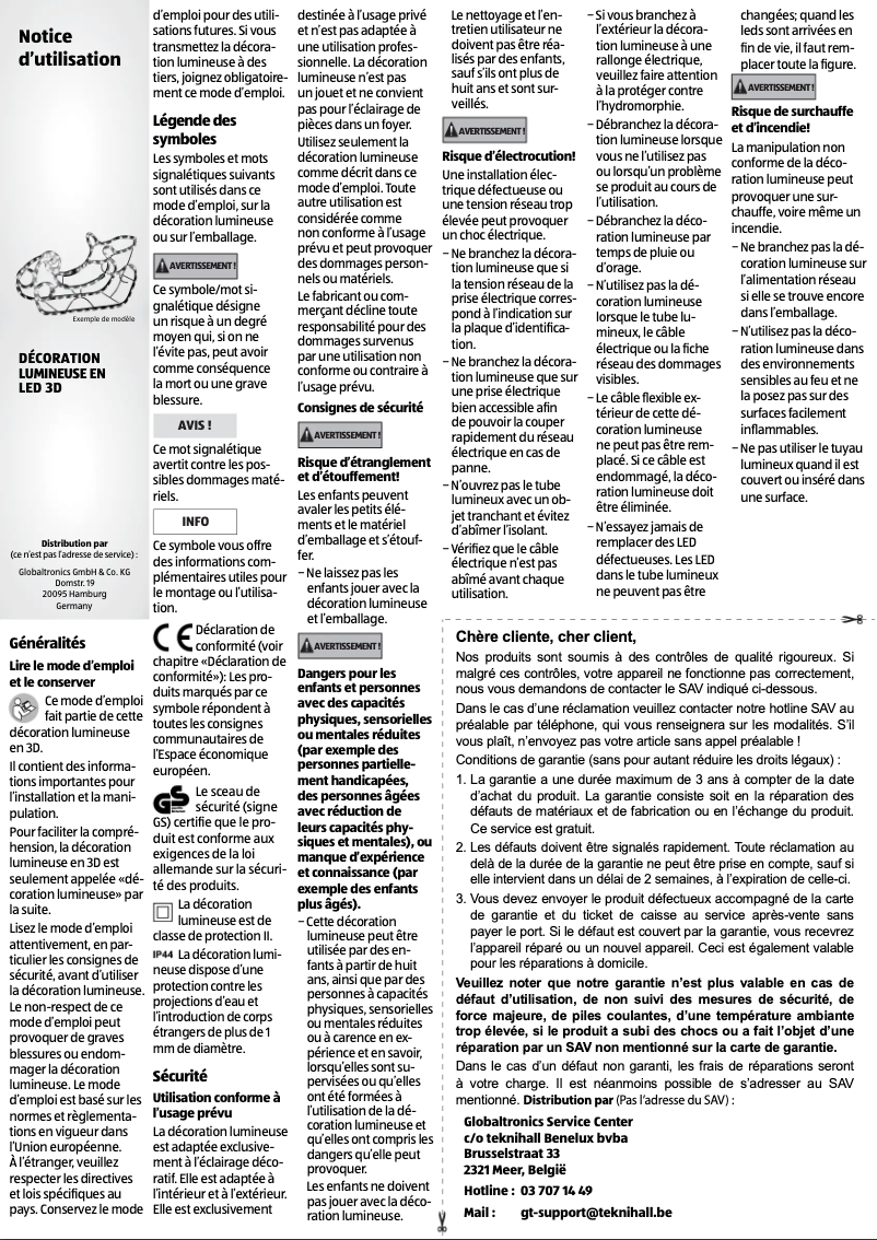 Page 1 de la notice Manuel utilisateur GlobalTronics GT-RL3d-LED-05