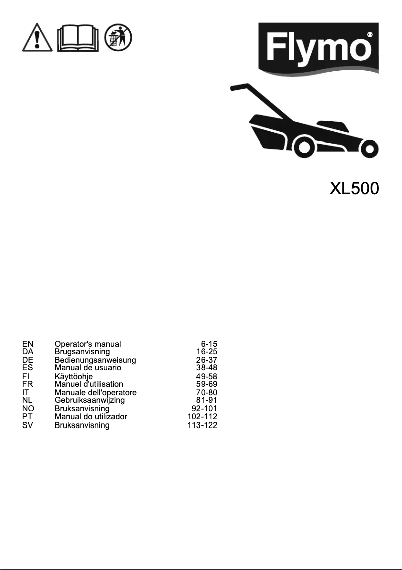 Page 1 de la notice Manuel utilisateur Flymo XL500