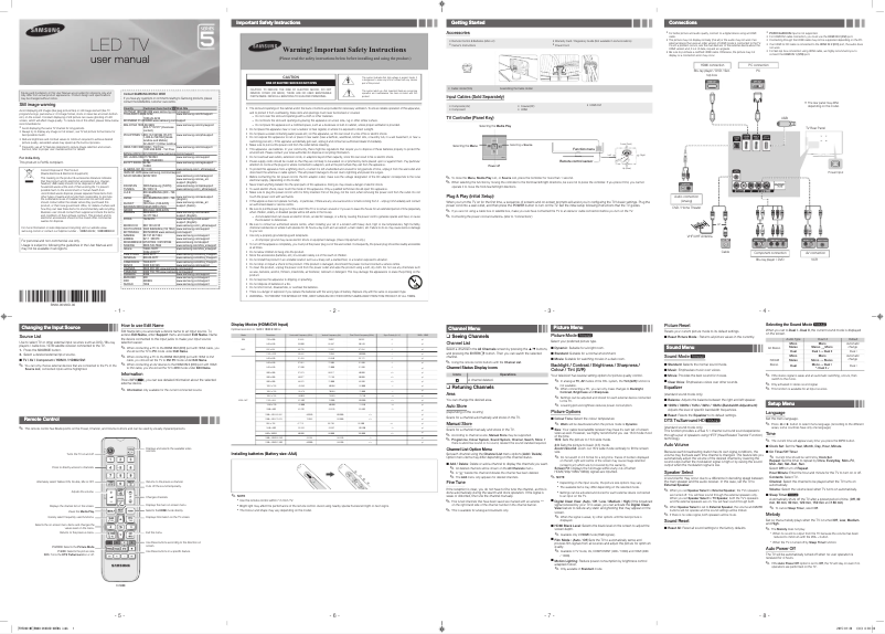 Image de la première page du manuel de l'appareil UA40FH5000R