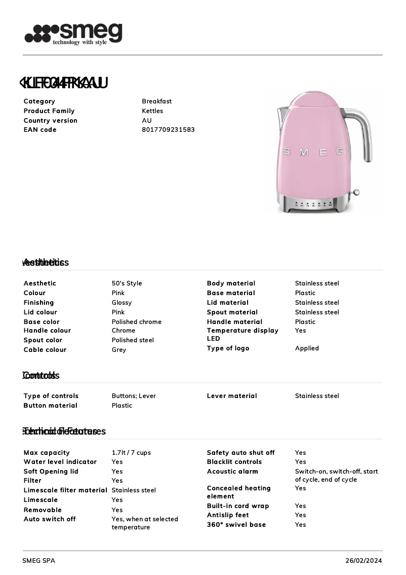 Image de la première page du manuel de l'appareil KLF04