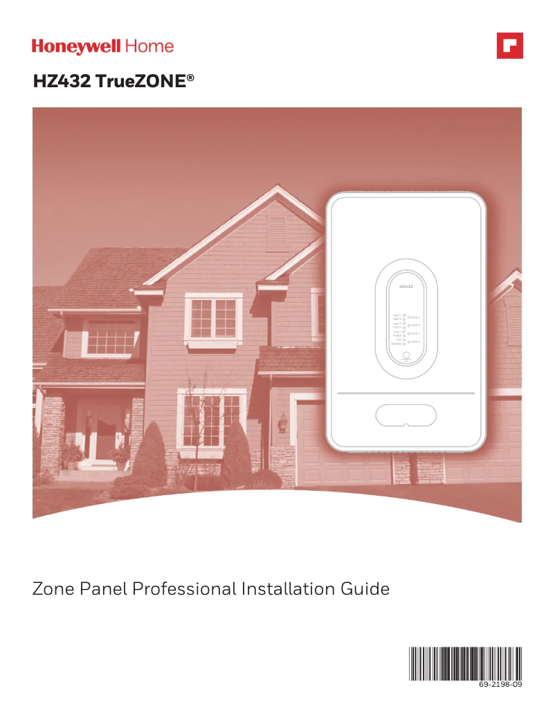 Page n°1 - Guide d'installation Honeywell TrueZONE HZ432