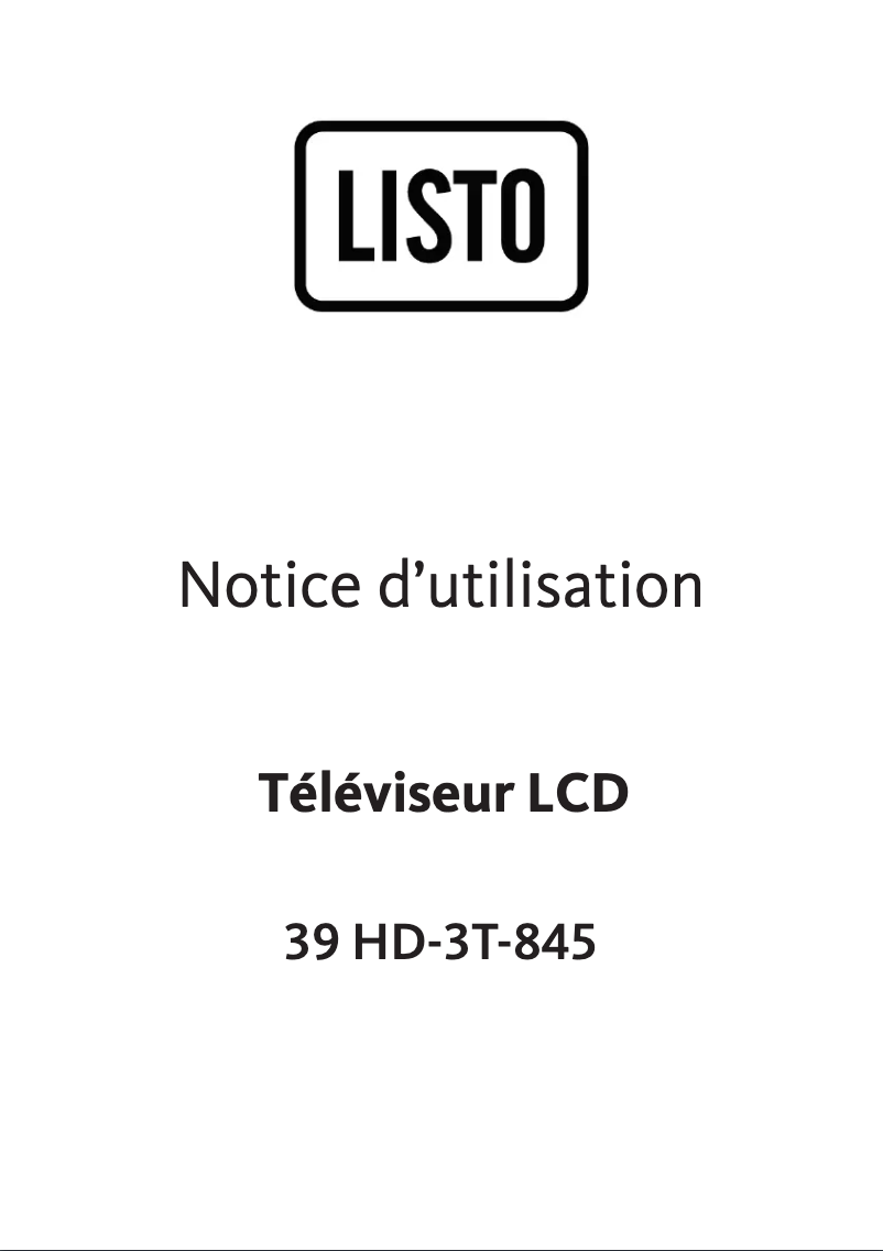 Page 1 de la notice Manuel utilisateur Listo HD-3T-845