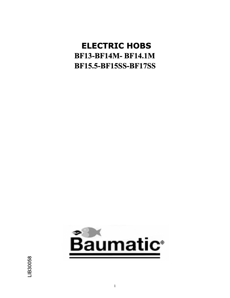 Page 1 de la notice Manuel utilisateur Baumatic BF15SS