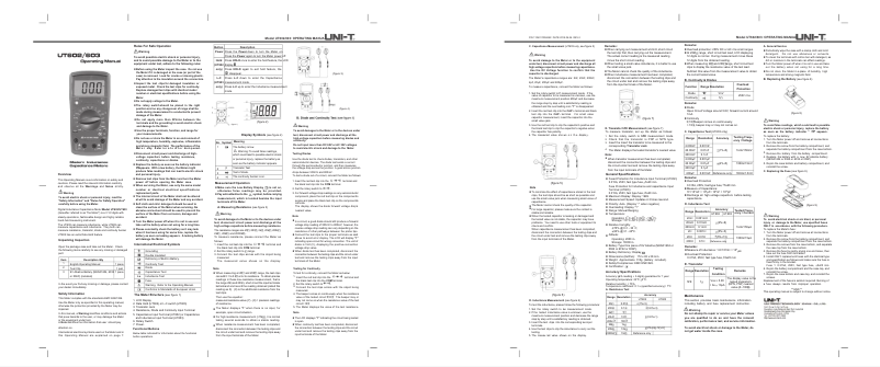 First page image of the manual for UT603