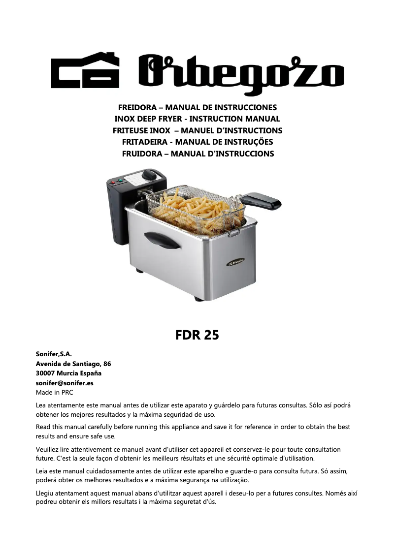 Image de la première page du manuel de l'appareil FDR 25