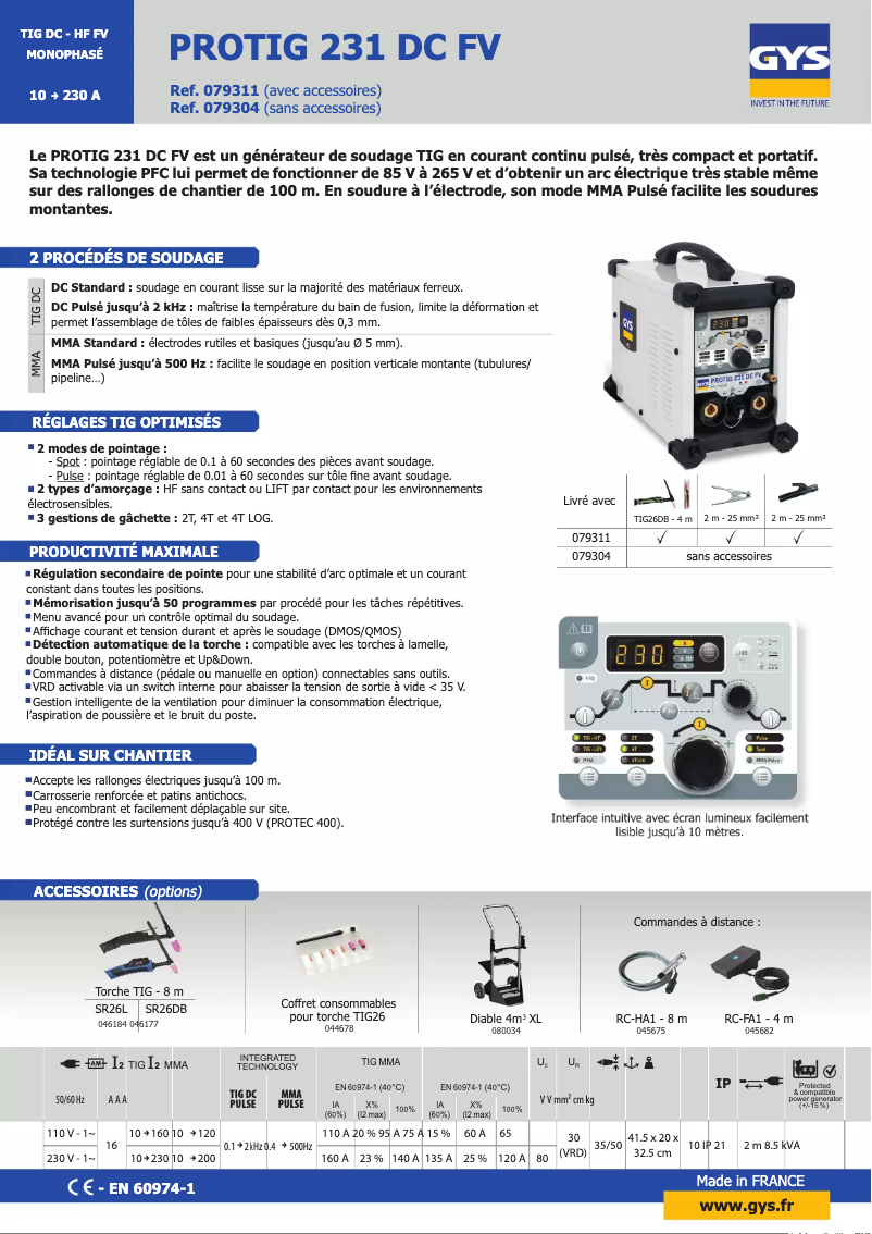 Image de la première page du manuel de l'appareil Protig 231 DC FV