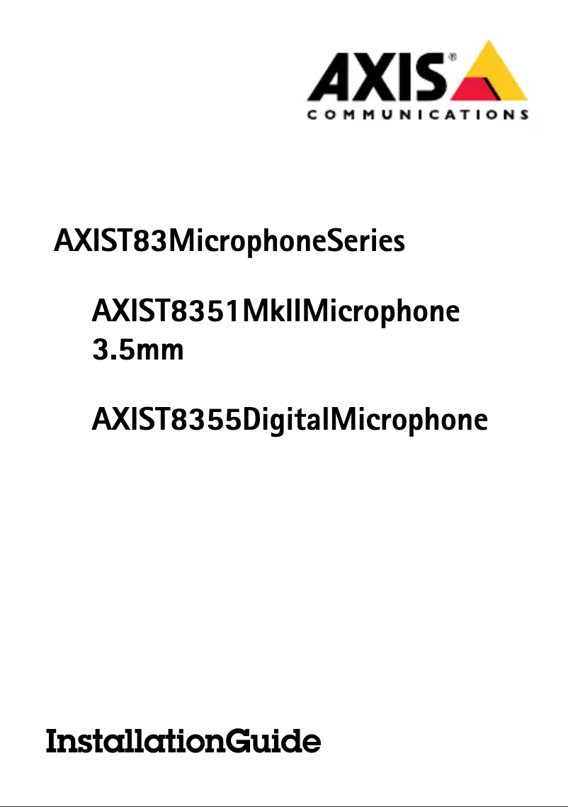Page 1 de la notice Manuel utilisateur Axis T8351 Mk II