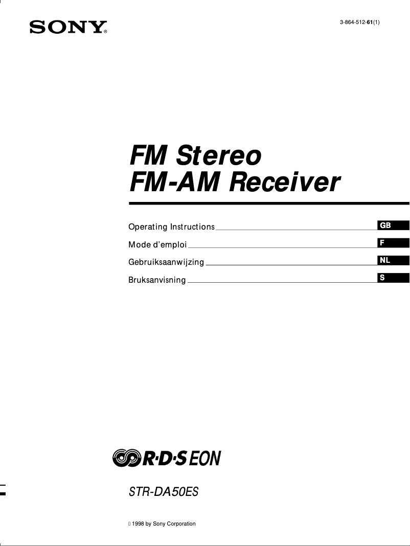 Page 1 de la notice Manuel utilisateur Sony STR-DA50ES