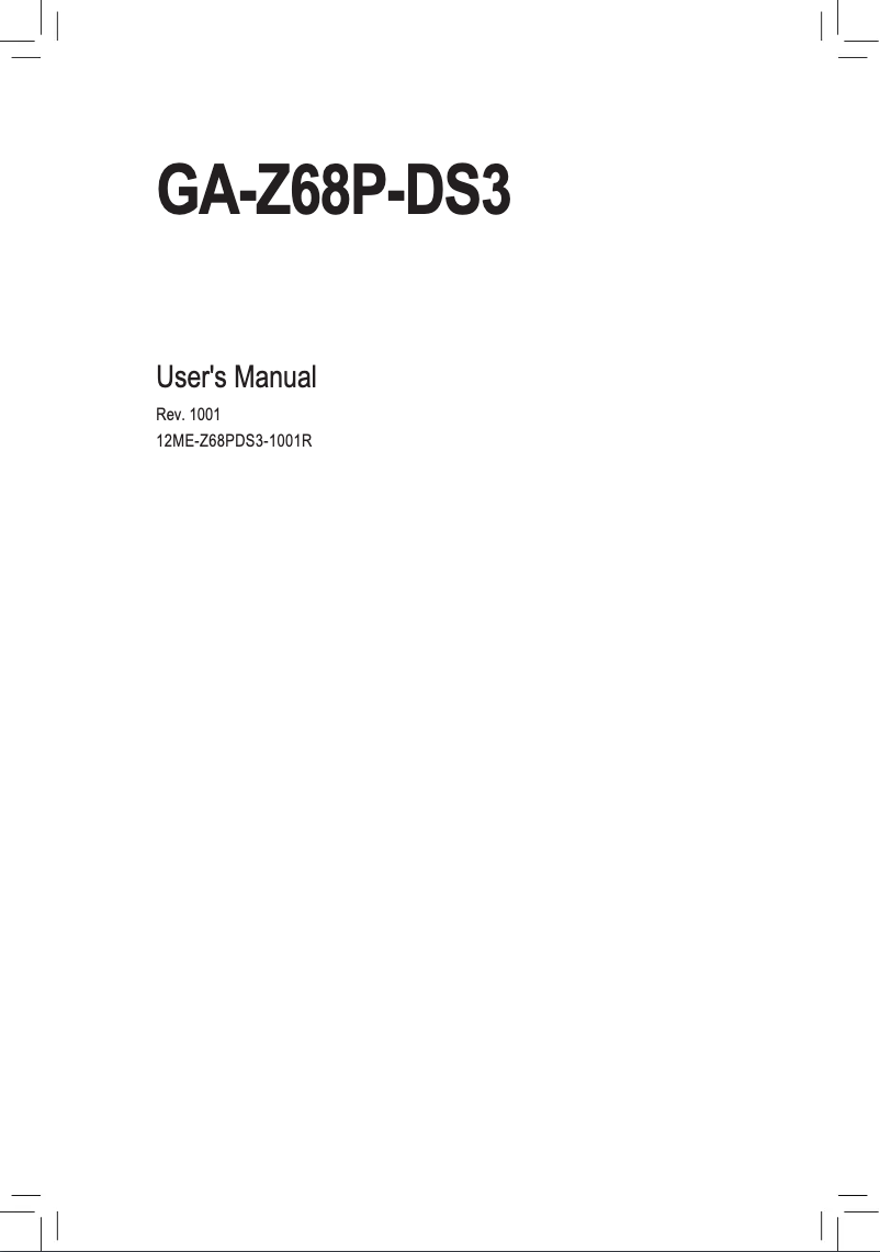Page 1 de la notice Manuel utilisateur Gigabyte GA-Z68P-DS3