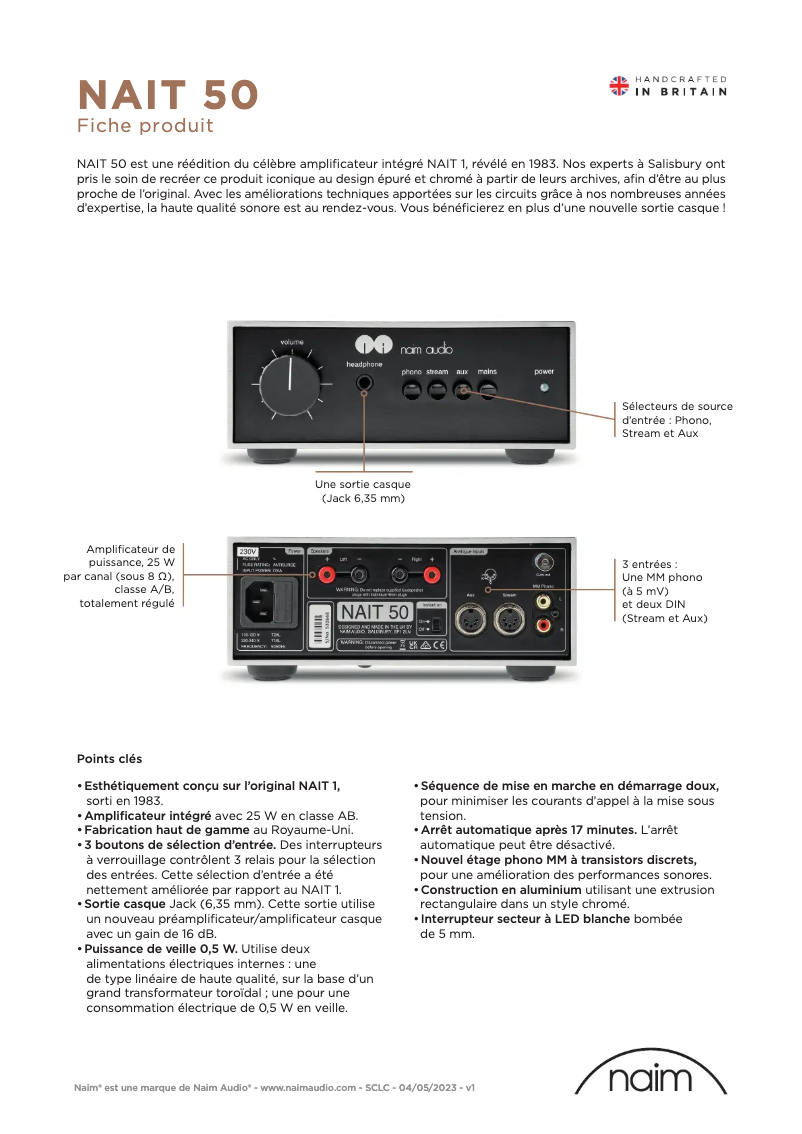 Image de la première page du manuel de l'appareil Nait 50