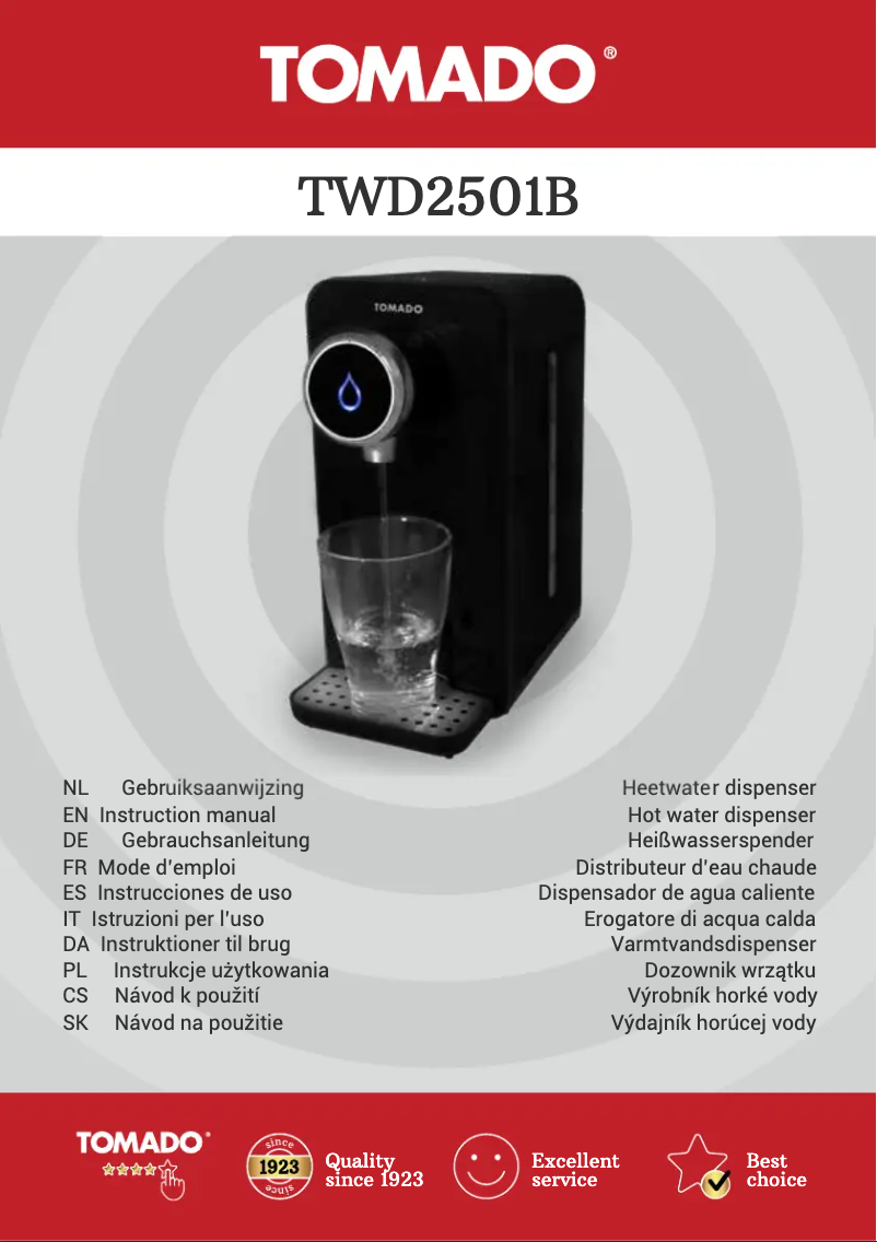 Page 1 de la notice Fiche technique Tomado TWD2501B
