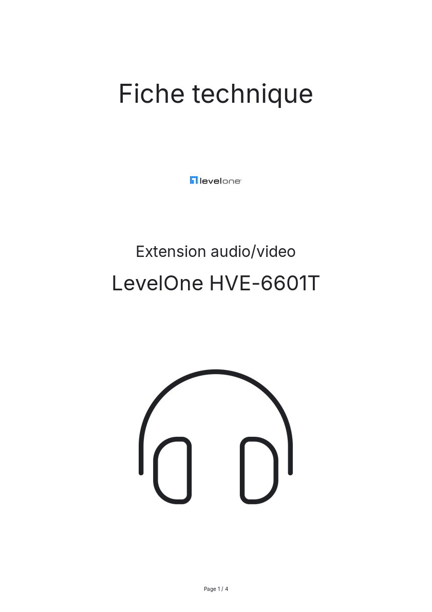 Page n°1 - Fiche technique LevelOne HVE-6601T