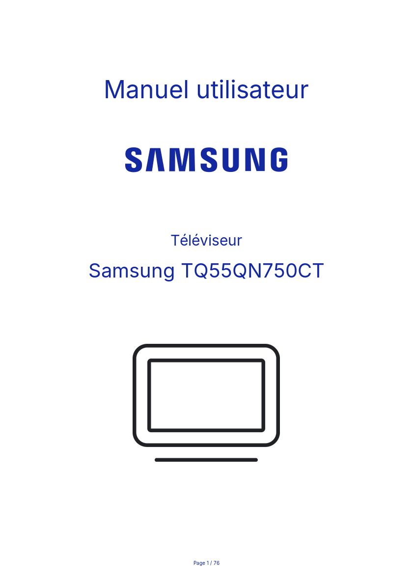 Page n°1 - Manuel utilisateur Samsung TQ55QN750CT