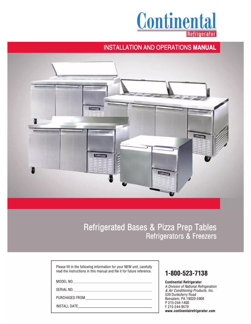 Page n°1 - Manuel utilisateur Continental PA93N