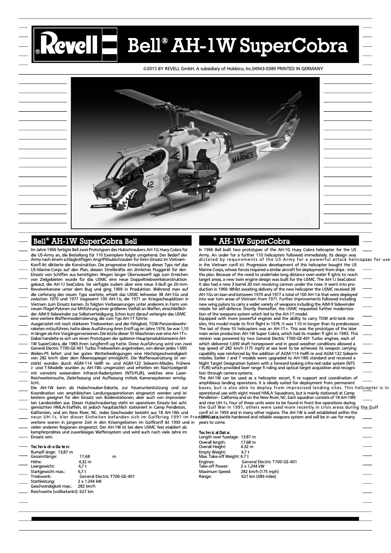 Image de la première page du manuel de l'appareil Bell AH-1W SuperCobra