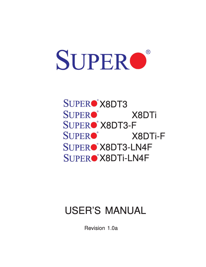 Page 1 de la notice Manuel utilisateur Supermicro X8DT3