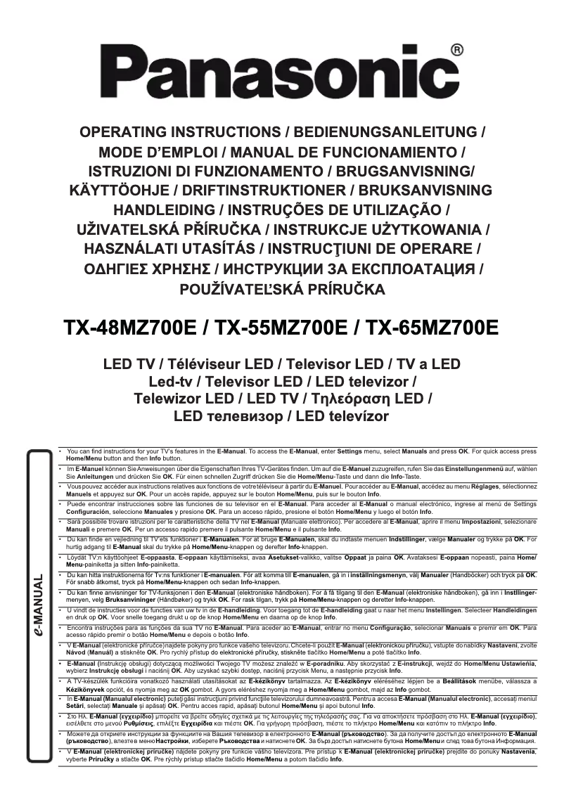 Page 1 de la notice Manuel utilisateur Panasonic TX-65MZ700E