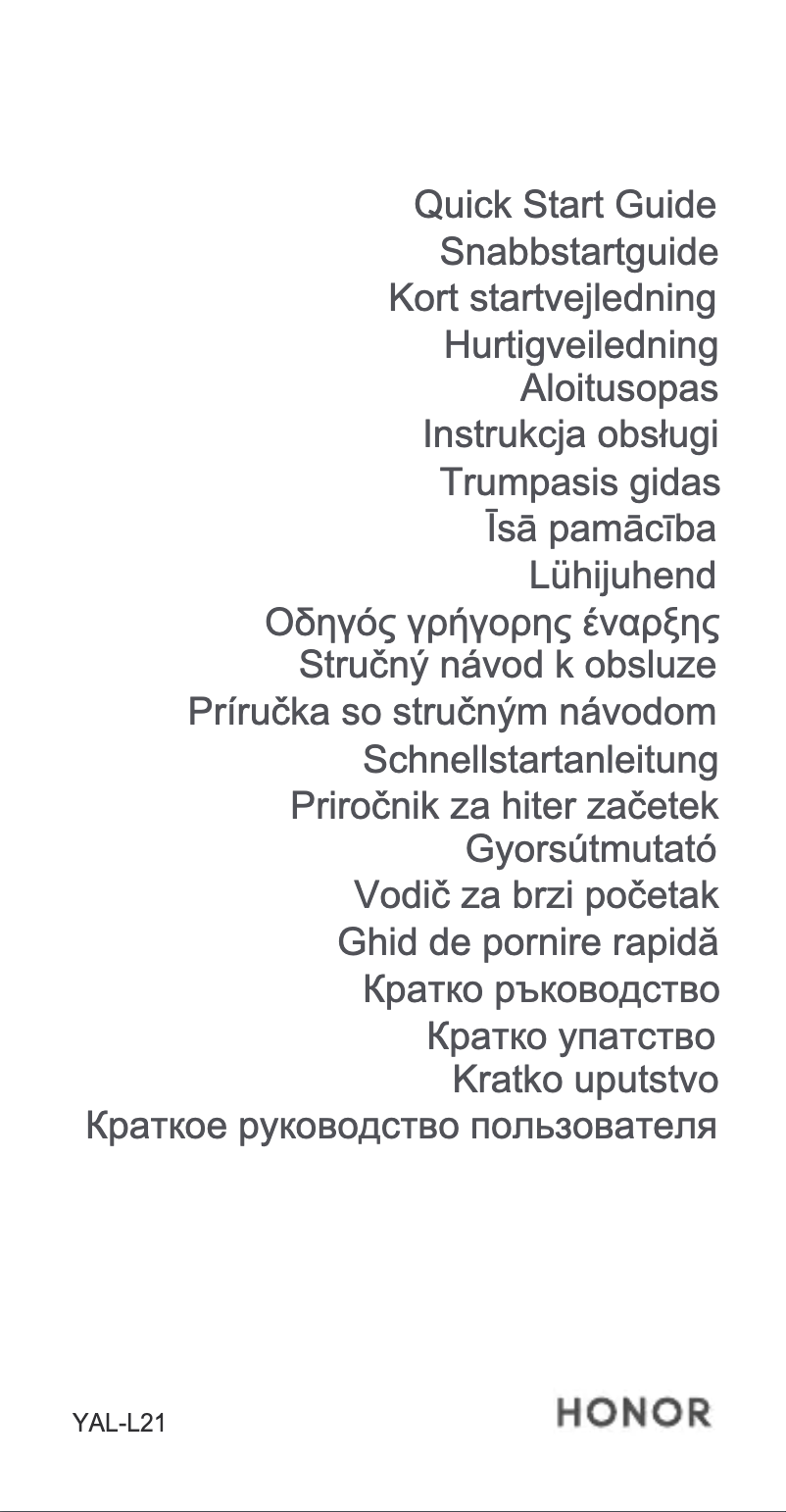 Page 1 de la notice Guide de démarrage rapide Honor 20