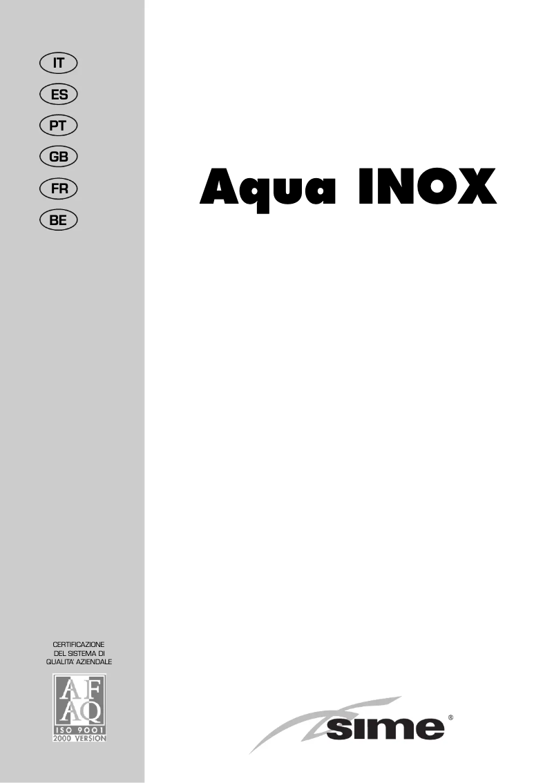 Image de la première page du manuel de l'appareil Aqua INOX