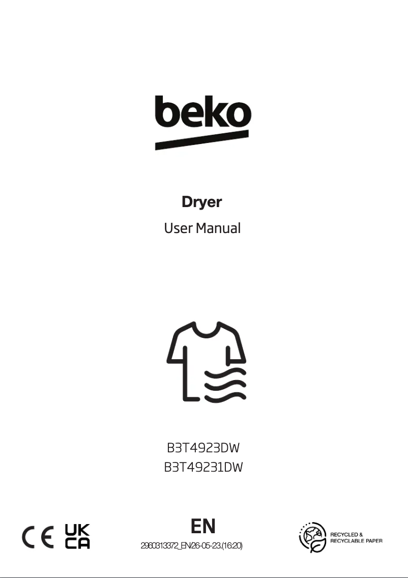 Page 1 de la notice Manuel utilisateur Beko B3T49241DW