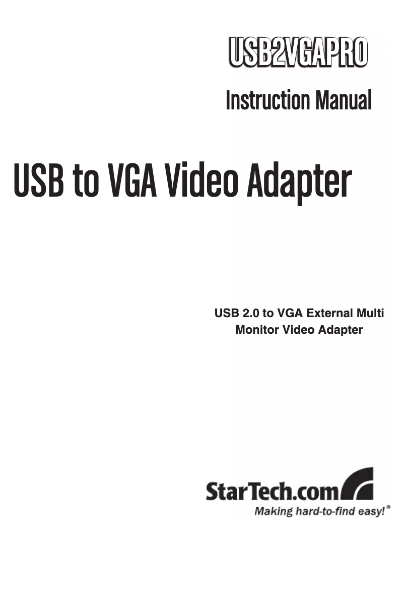 Page n°1 - Manuel utilisateur StarTech.com USB2VGAPRO