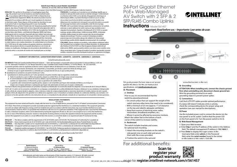 Page 1 de la notice Manuel utilisateur Intellinet 561457