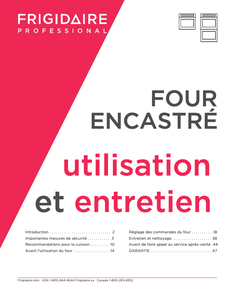 Page 1 de la notice Manuel utilisateur Frigidaire PCWD3080AF