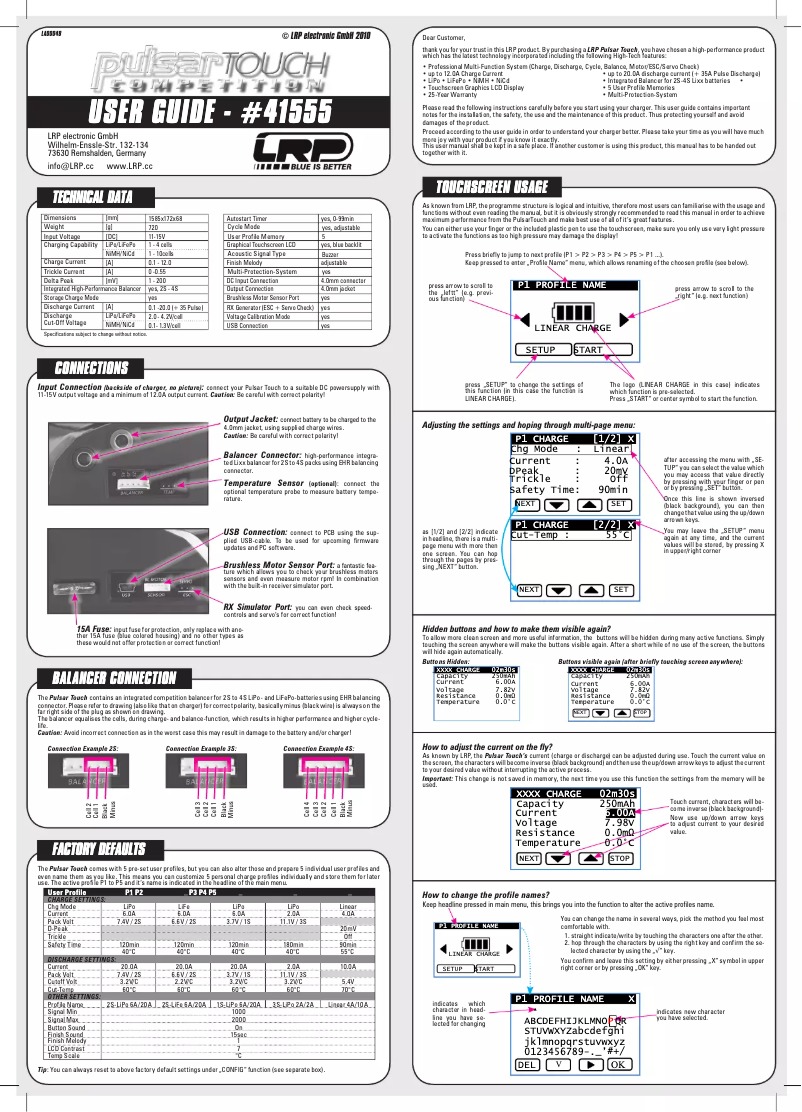 Page 1 de la notice Manuel utilisateur LRP Pulsar Touch Competition System