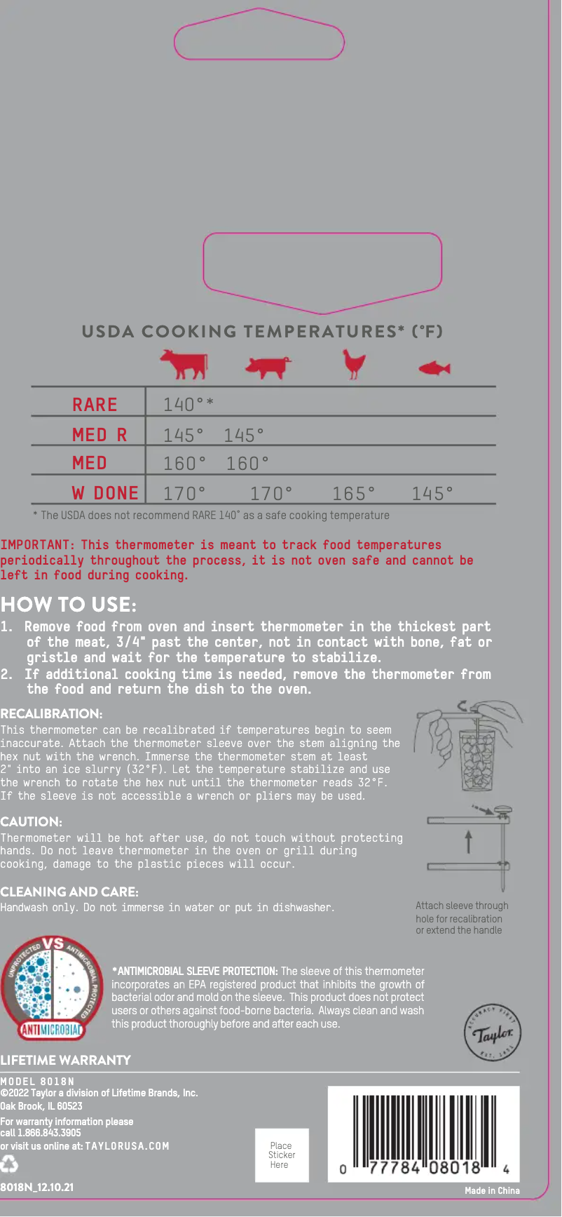 Page 1 de la notice Manuel utilisateur Taylor 8018N