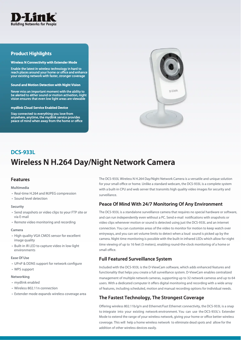 Page 1 de la notice Fiche technique D-Link DCS-933L