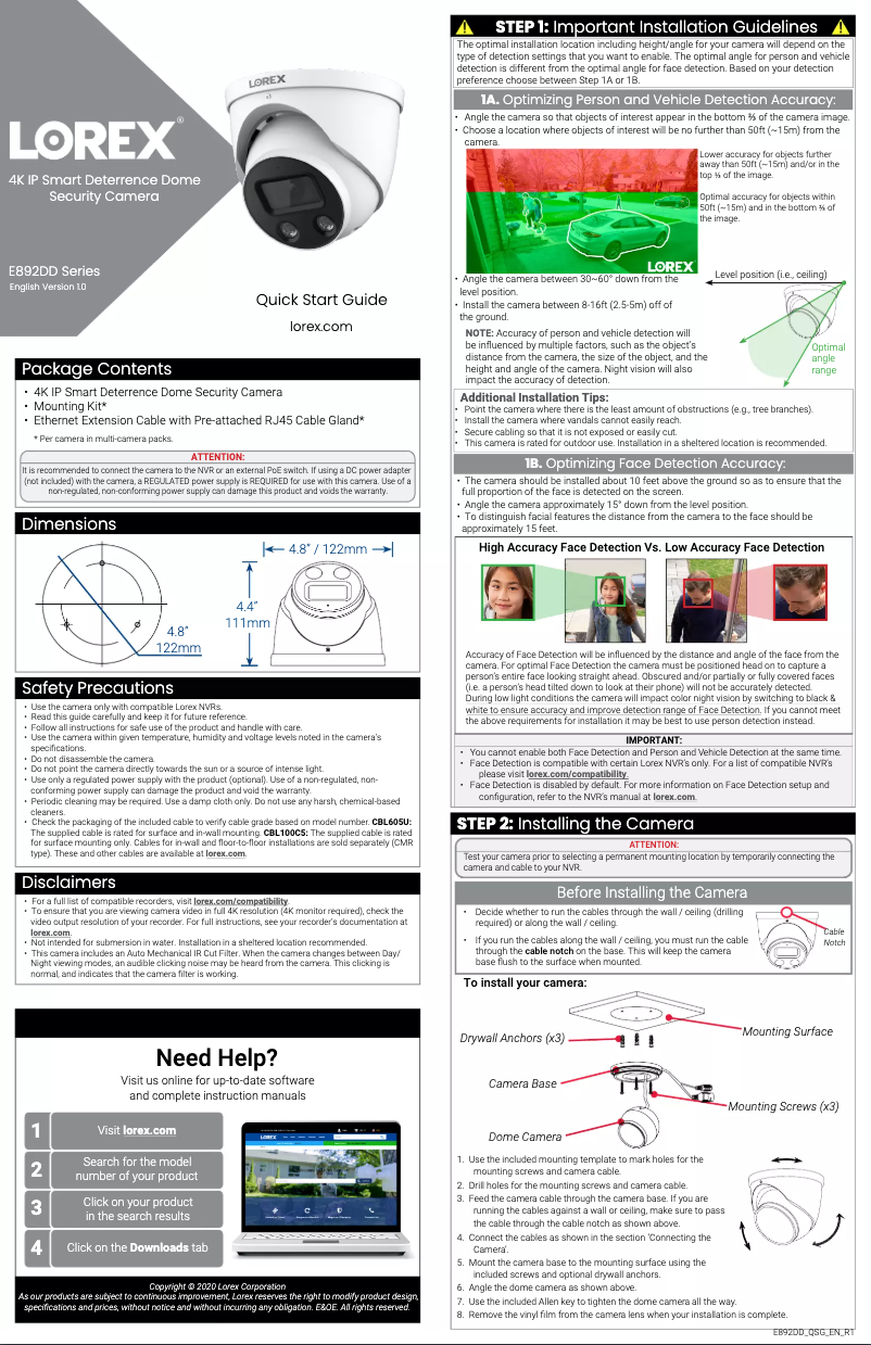 Page n°1 - Manuel utilisateur Lorex E892DD-E