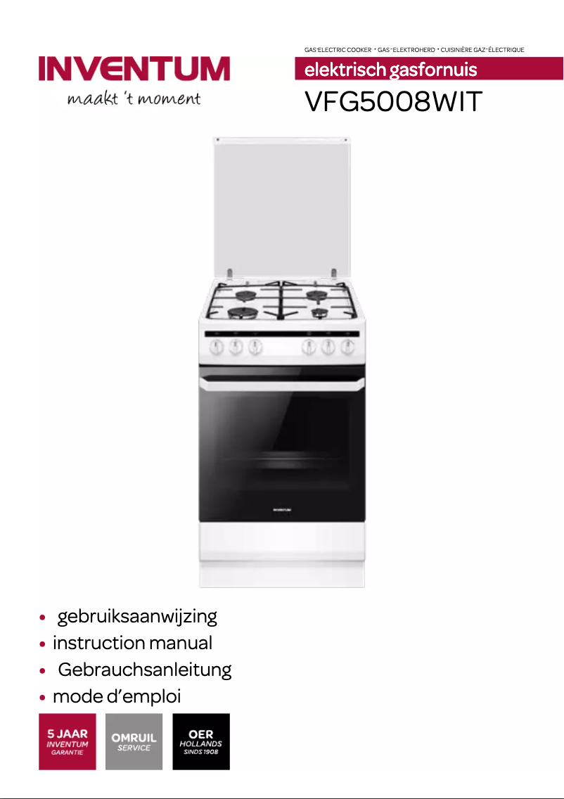 Page 1 de la notice Manuel utilisateur Inventum VFG5008WIT